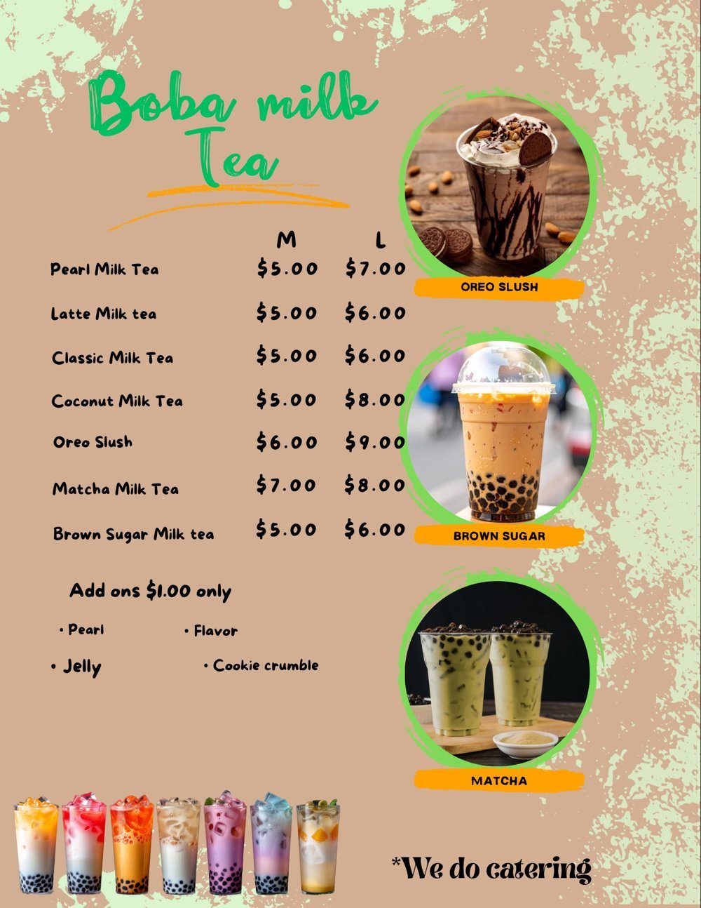 Boba Milk Tea menu