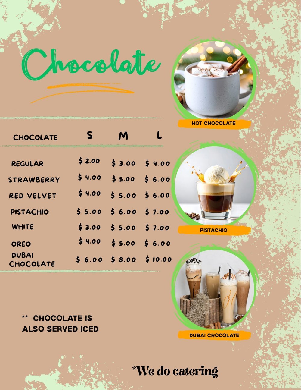 Chocolate menu
